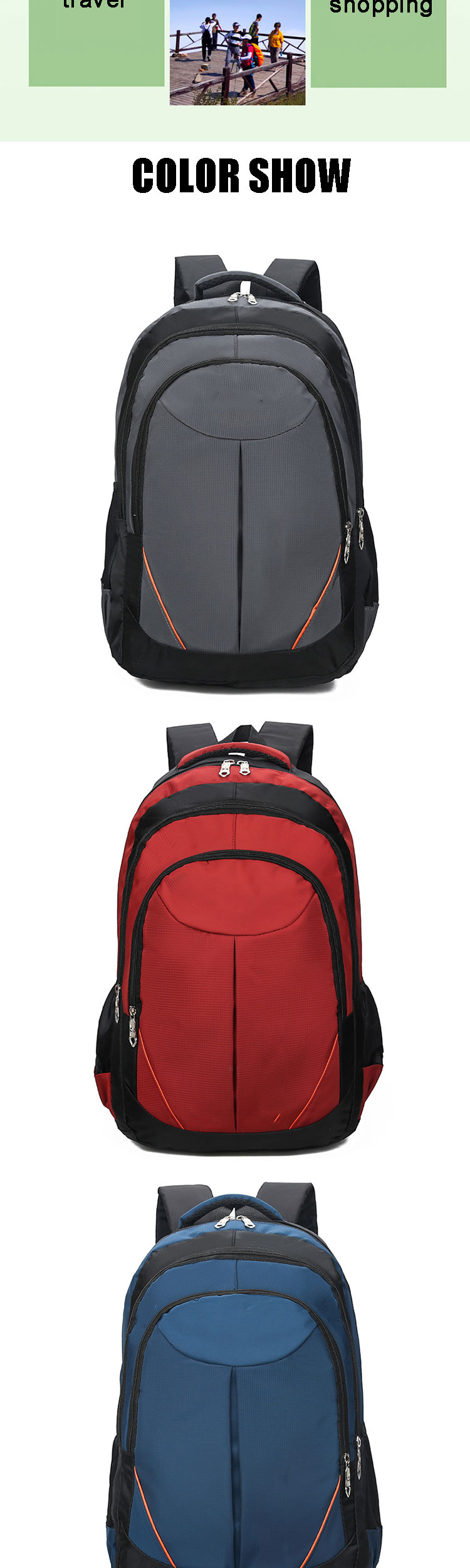 High Capacity Mens Sports Rucksack Waterproof Sports Bag Customizable Size
