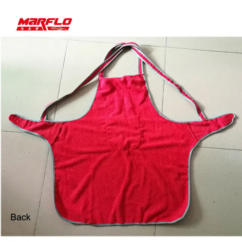Soft And Thin Microfiber Detailing Apron In Red Gray Colors Lightweight