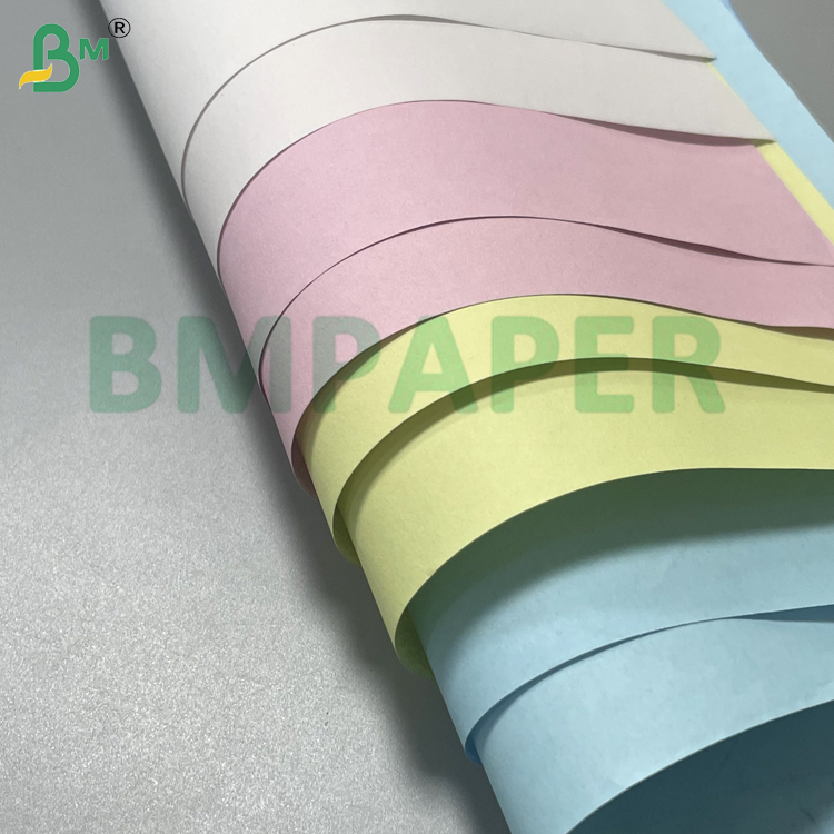 60gsm Yellow / Green / Pink Carbonless Copy Paper CB / CFB / CF Rolls 20lb with Black Image