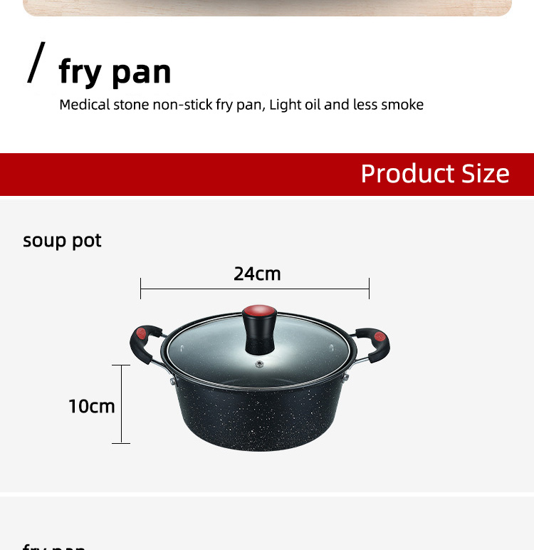 Multi Function Black Flat Bottom 3PCS Frying Non Stick Kitchen Cookware Sets