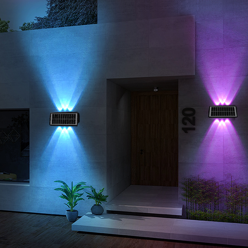2 Mode RGB Wall Light LED Solar Powered Lights IP65 Color Changing