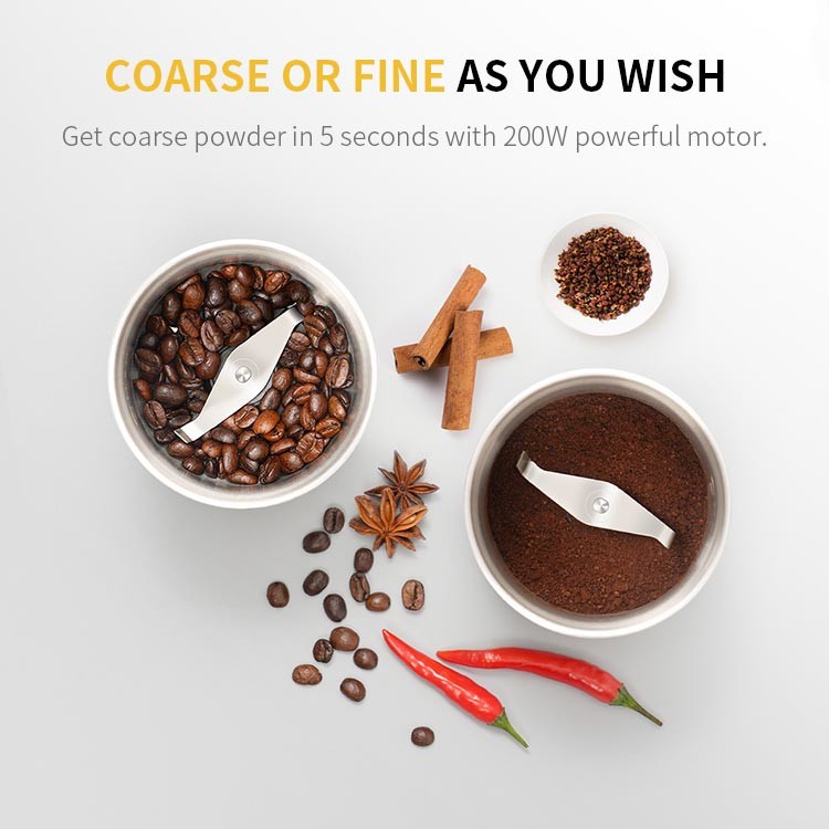 Corse Fine Custom Coffee Grinder Removable Spice Grinder Stainless Steel