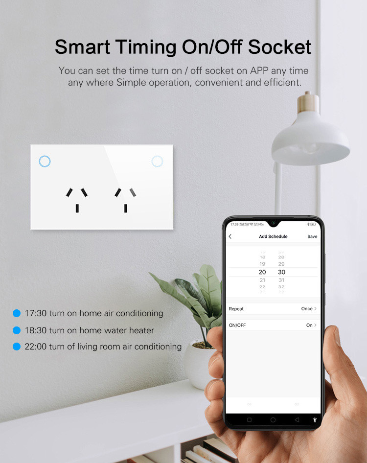 AU/US Standard Smart Wall Socket Outlet With Glass Panel Touch Power Point SAA Approval