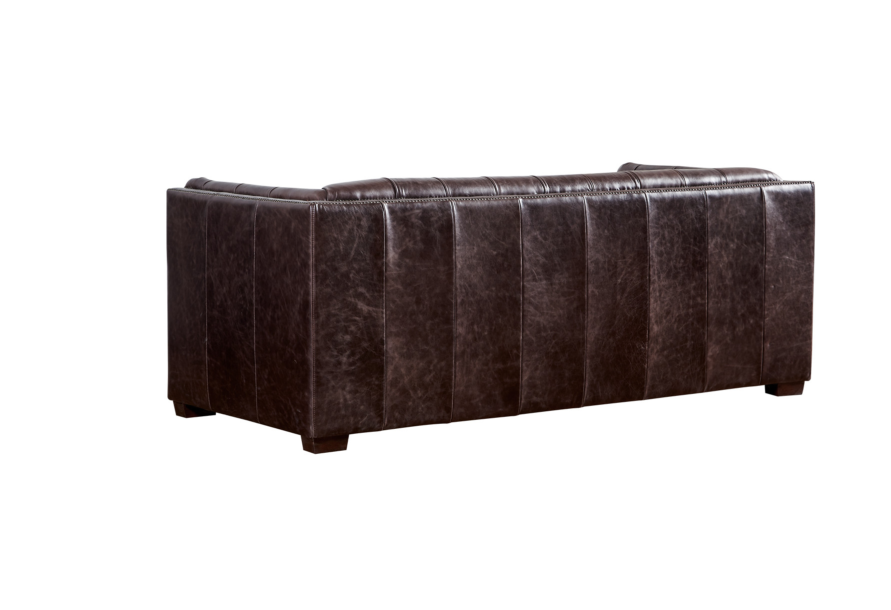 Vintage Dark Brown Genuine Three Seater Leather Sofa Set Multi - Layer Density Sponge