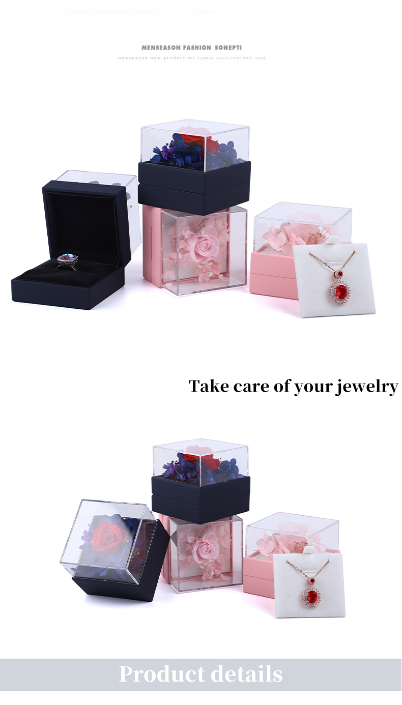 Luxury Square Rose Necklace Box Jewelry Gift Box For Captivating Presentation