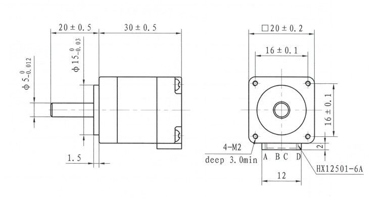 20x20mm NEMA 8 Stepper Motor Casun Motor 15mNm 0.6A Two Phase