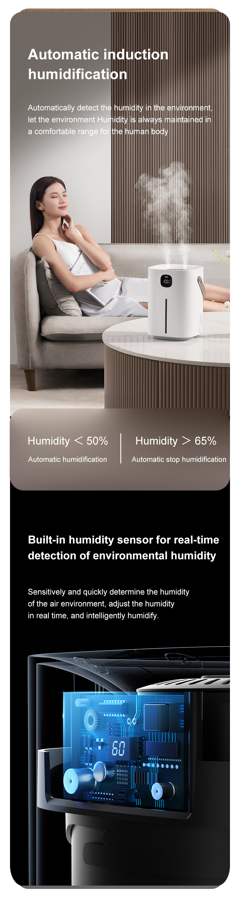 HOMEFISH 2000ml/2L Room Humidifier H2O Air Humidifier 4000mah