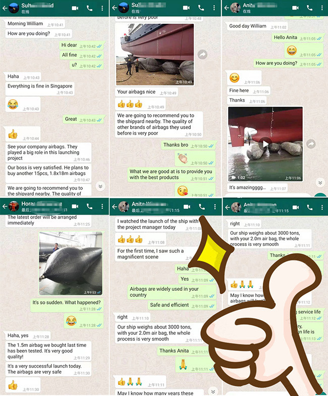 Flexible Boat Salvage Airbags , Cylindrical Natural Rubber Ship Airbag