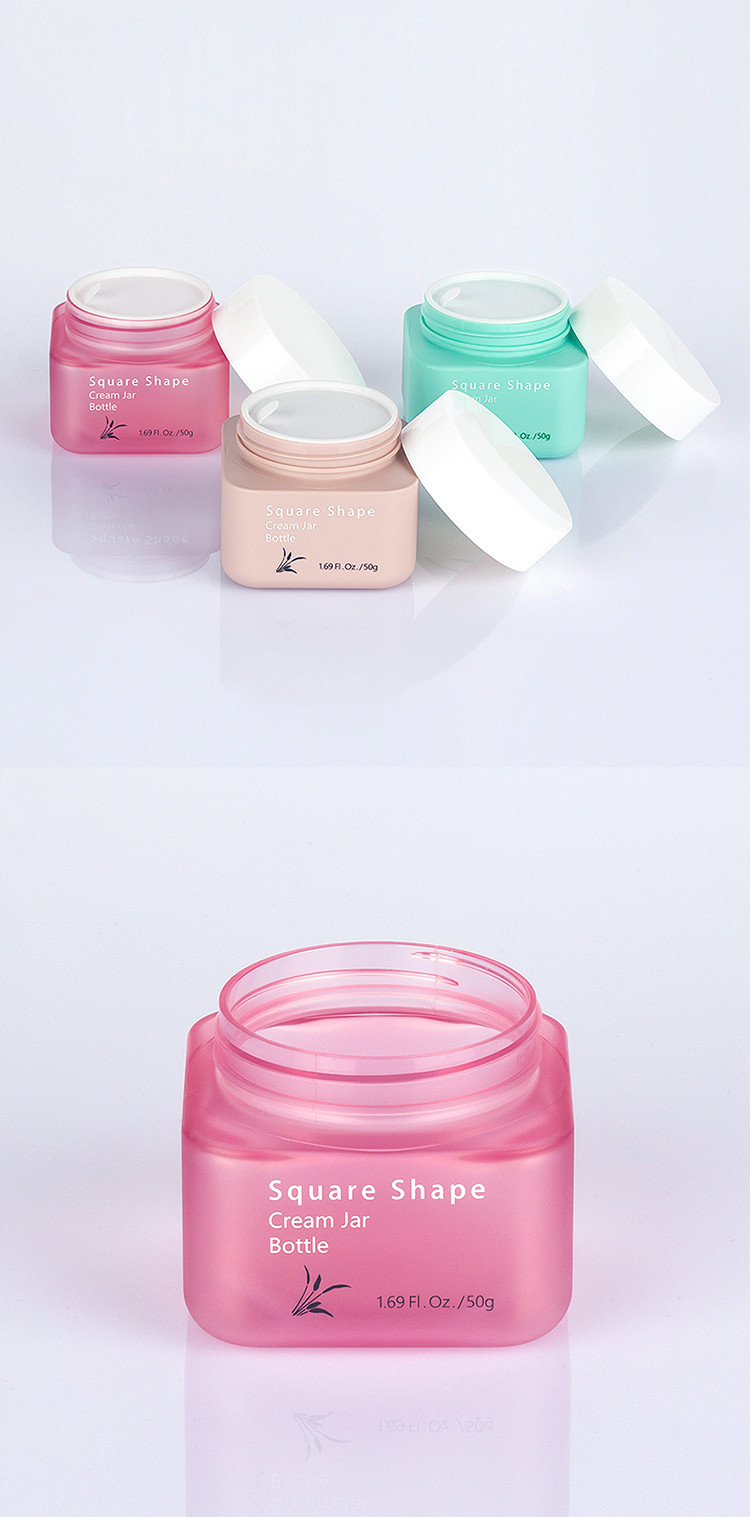 Square Shape Amber Cream Packaging Jar Personal Care Container 50g