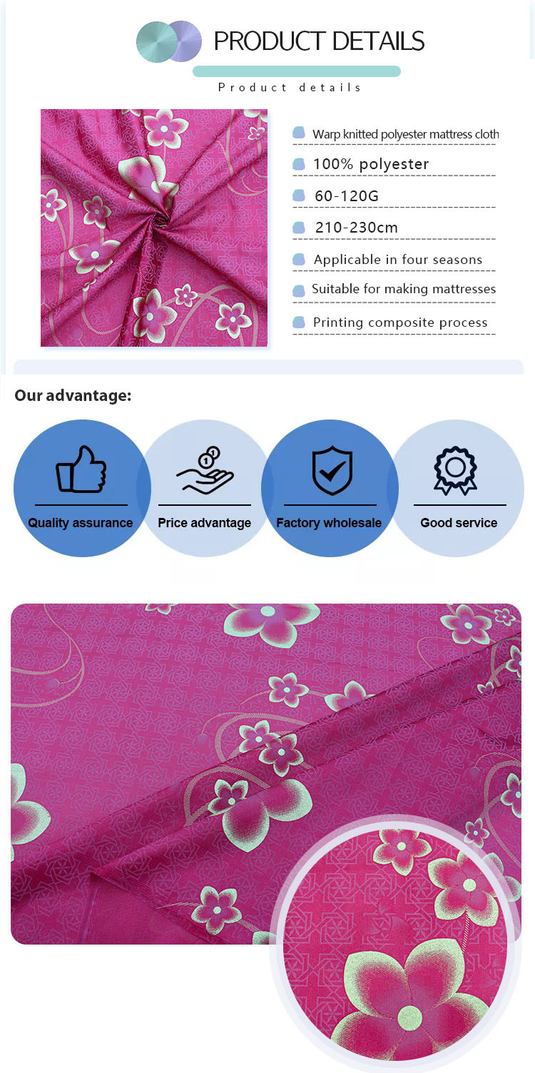Lightweight Pongee Mattress Quilt Fabric Printed Pattern