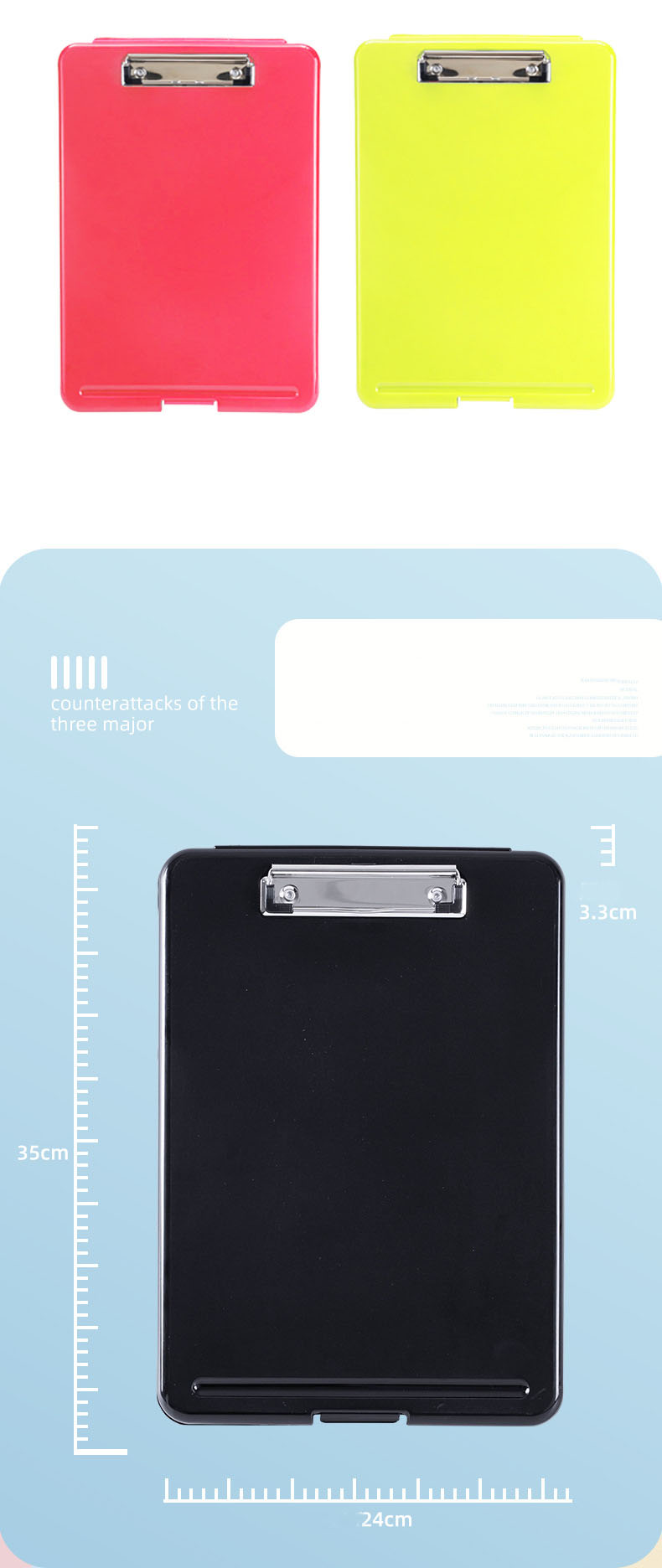 Eco-friendly A4 Plastic Foldable Clipboard Storage Nursing Clipboard Document Case