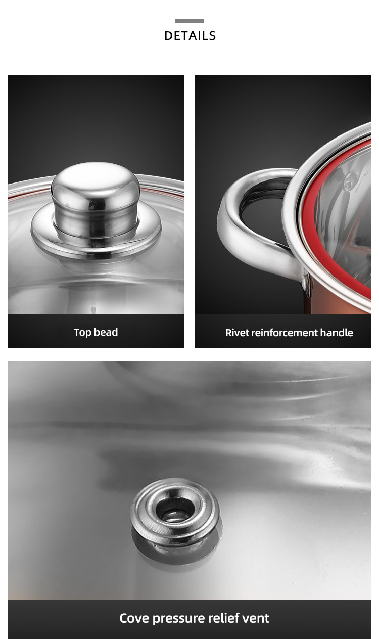Factory Wholesale Kitchen Pot Sets Cooking Pots And Pans Stainless Steel Sets Cookware Sets With Glass Lid