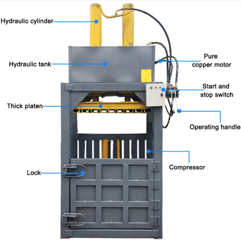 Automatic Fiber Hydraulic PET Bottle Baling Press PLC Cotton Baler Machine