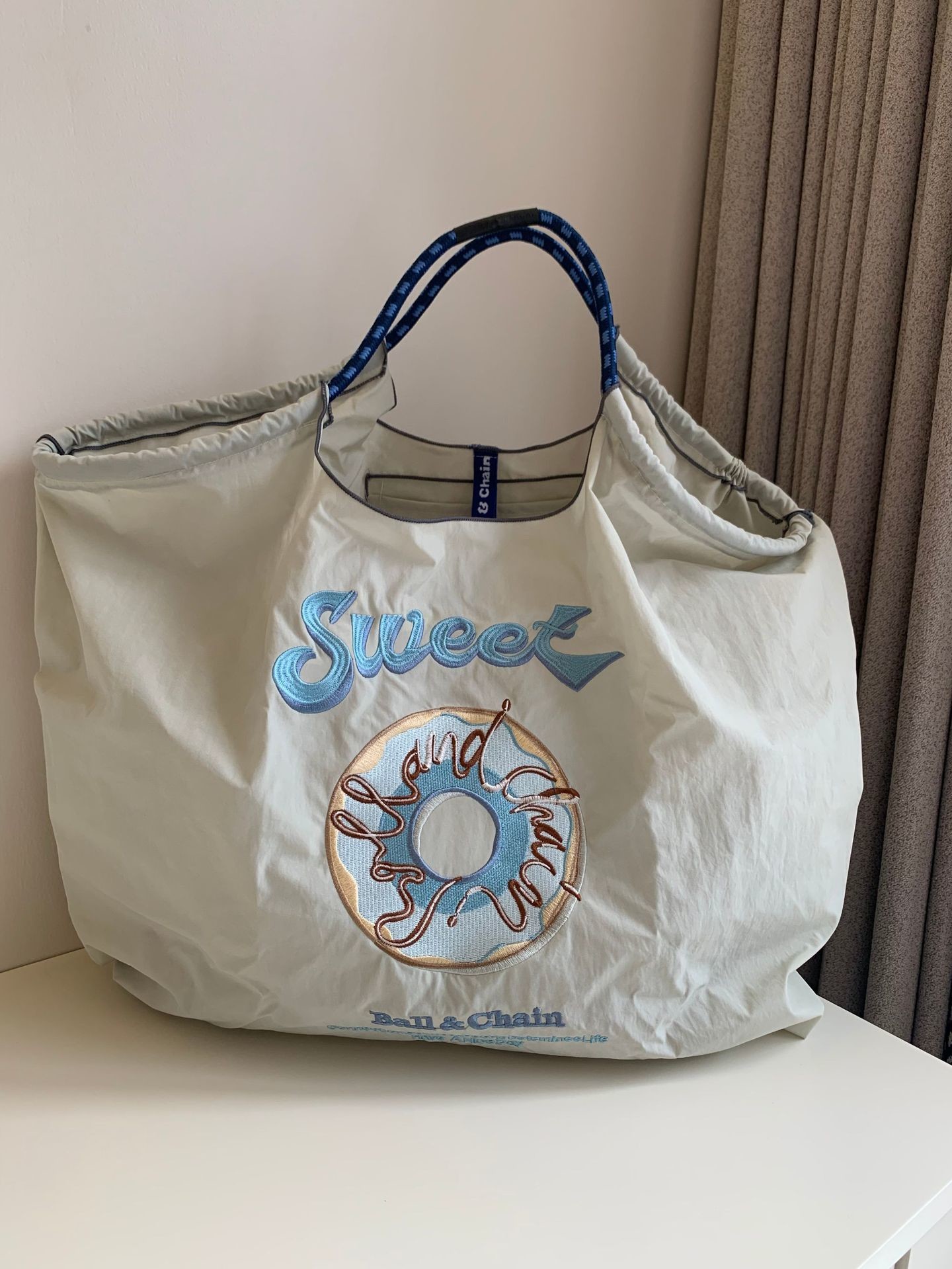 EMBROIDERED REUSABLE BAG SHOPPING BAG NYLON HAND BILL SHOULDER CROSSBODY BAG FOR WOMEN