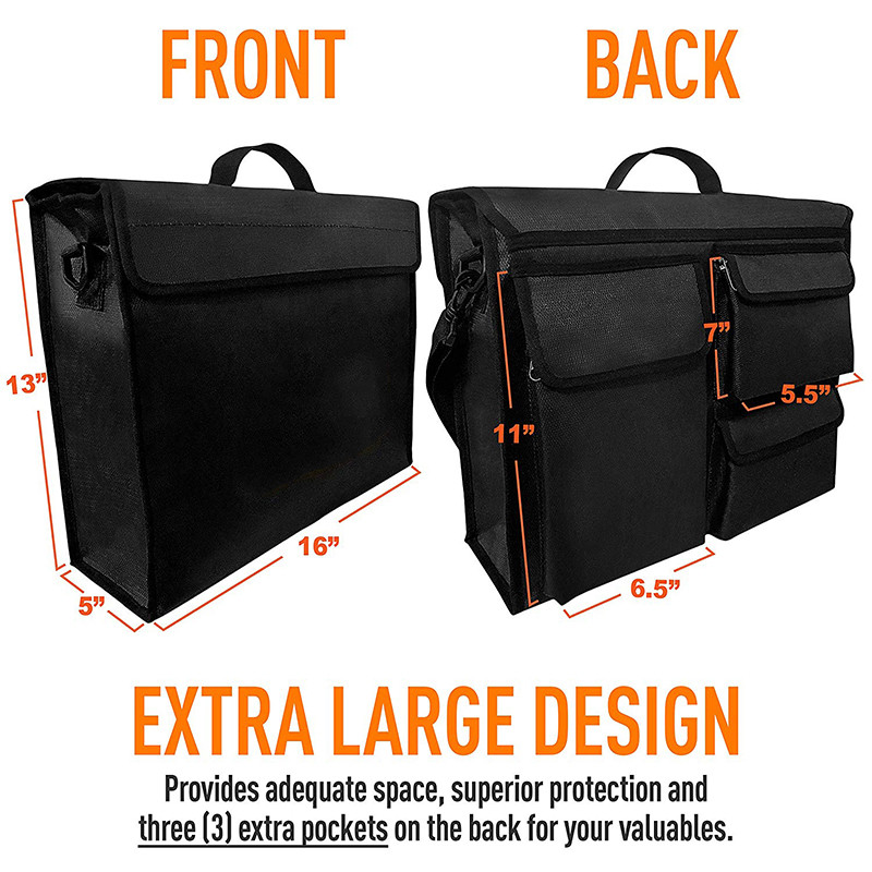 Silicone Coated Fiberglass Fabric Fireproof Bag For Document / Cash / Cards