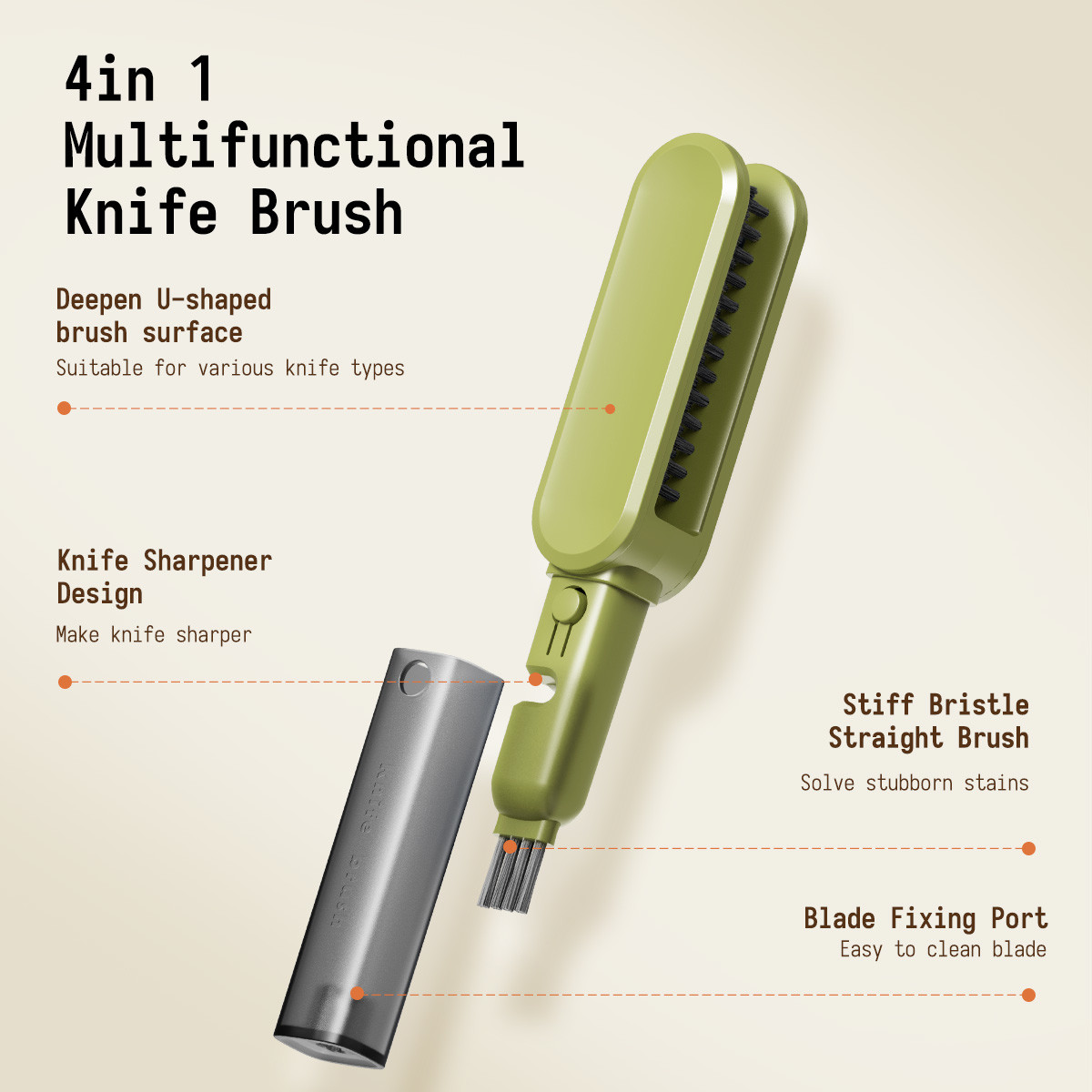 2024 Trend Kitchen Products Customized Packaging Multifunctional Knives Blade Cleaning Brush Set