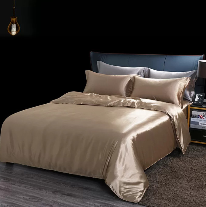 100 Mulberry Silk Fitted Sheet Double Satin 4PC Bedding Set 20×36 Inch