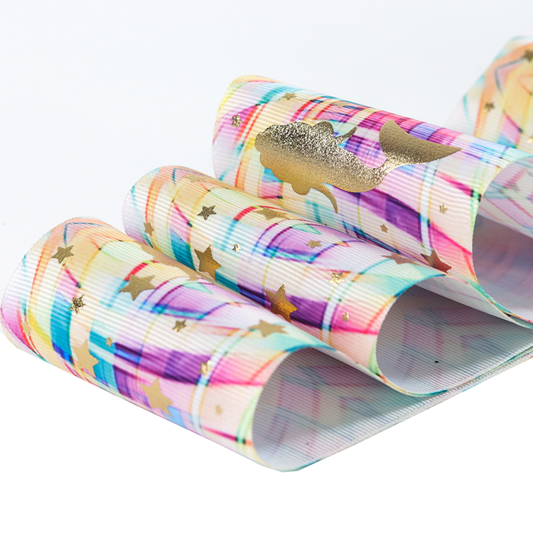 Ecofriendly Print Grosgrain Grossgrain 12 Inch Hot Stamping Foil Ribbon Personailzed