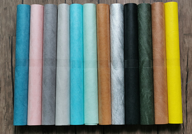 55gsm 105gsm Waterproof Texture Paper Fabric Colored Tyvek For Handbags 