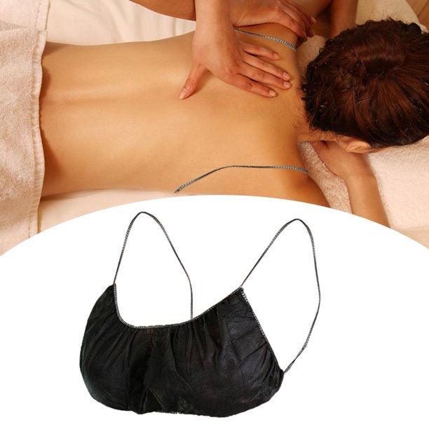 S&J Disposable Bra OEM High quality one piece bra black shoulder straps women sexy disposable non woven spa bra