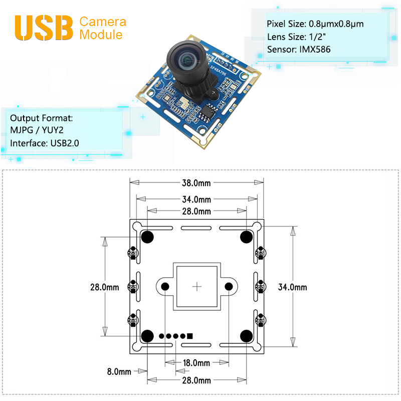 Industrial-Grade Sony 48MP IMX586 Image Sensor USB2.0 Camera Module