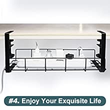 Under Desk Cable Management Tray Organize Wires with Power Coated Carbon Steel Design