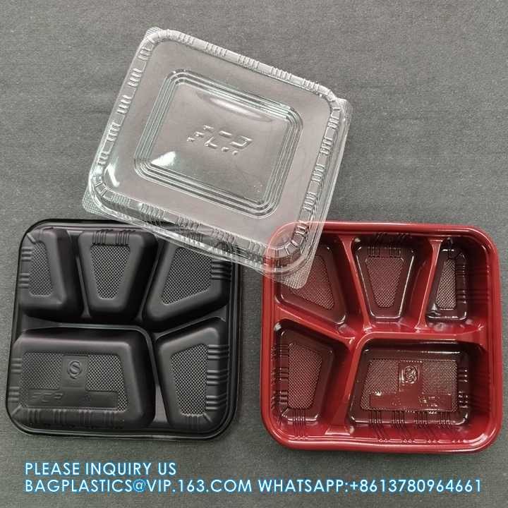 4 Compartment Disposable Meal Prep Container Microwave Lunch Fast Food Pp Takeaway Food Packaging Boxes