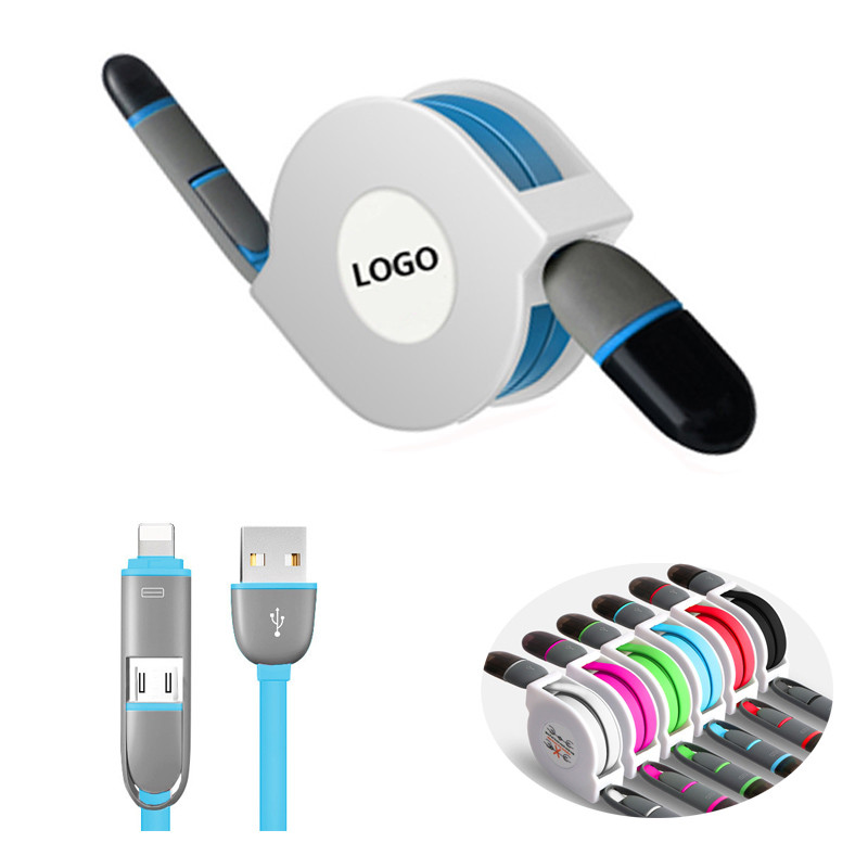 Promotional USB stretch cable PVC logo customized Iphone cable