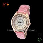 New latest fancy stone watches fashion design and colorful leather band for