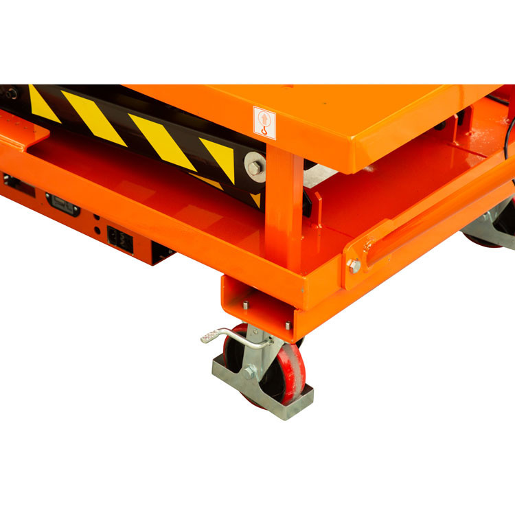 1000kg 2000mm Small Electric Scissor Lift Table Platform Orange