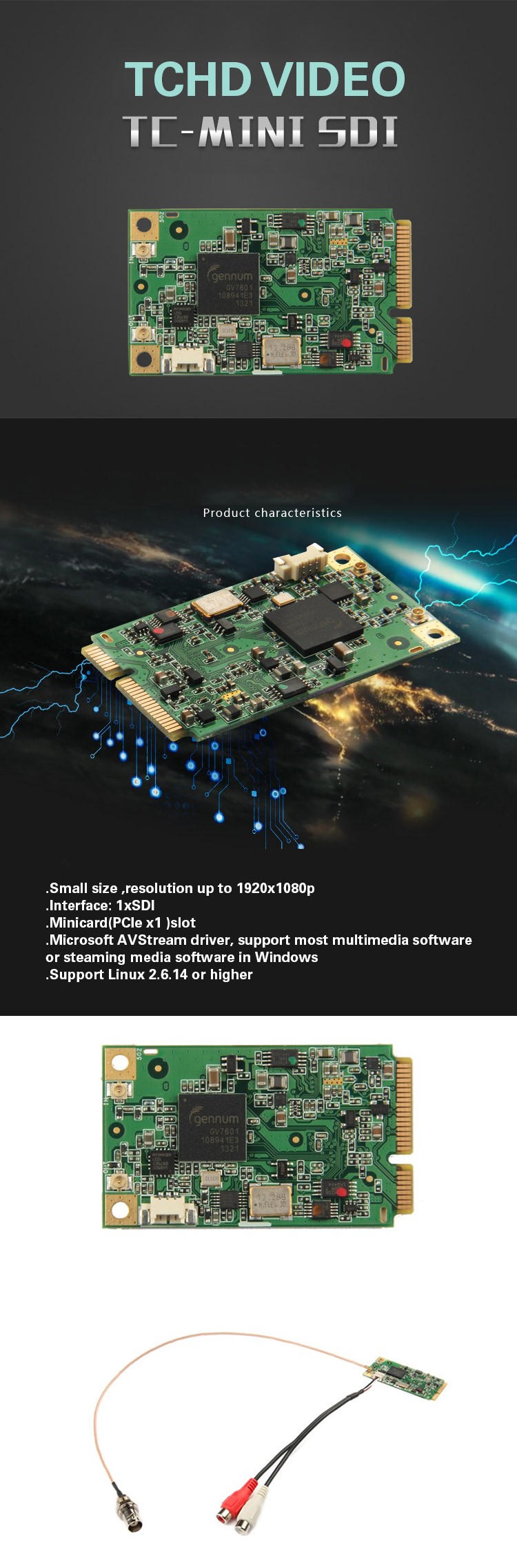 SDI Input Mini Capture Card For Live Streaming Webcasting Game Broadcasting On Laptop