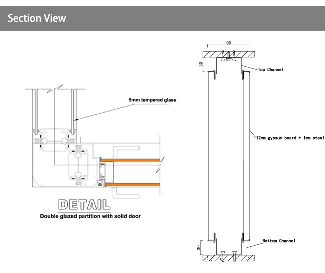 Pre Hung Modular Wall Partition System Bi Block Relocatable Partition Blocking System