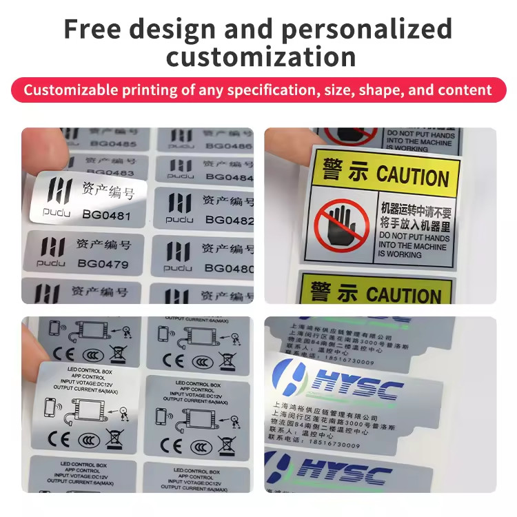 Rectangle Silver Foil Stickers PET Labels For Tags Sticker Seals And Gift