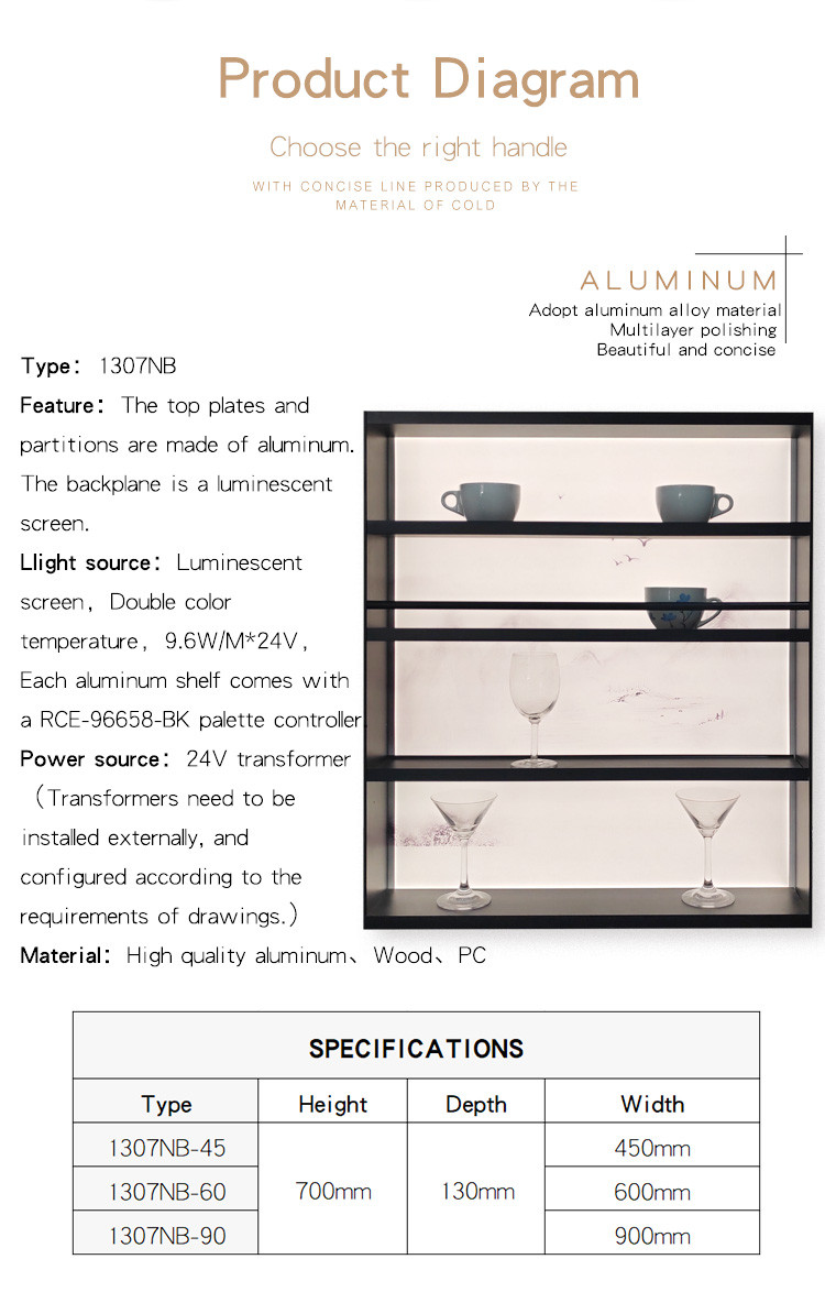 Light Panel Display Racks Aluminum Display Shelf