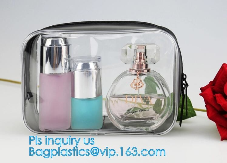 Cosmetic/ Makeup/ Toiletry Clear PVC Travel Wash Bag with handle, Cosmetic Gift Bags Tote Travel Makeup Bag for Zipper