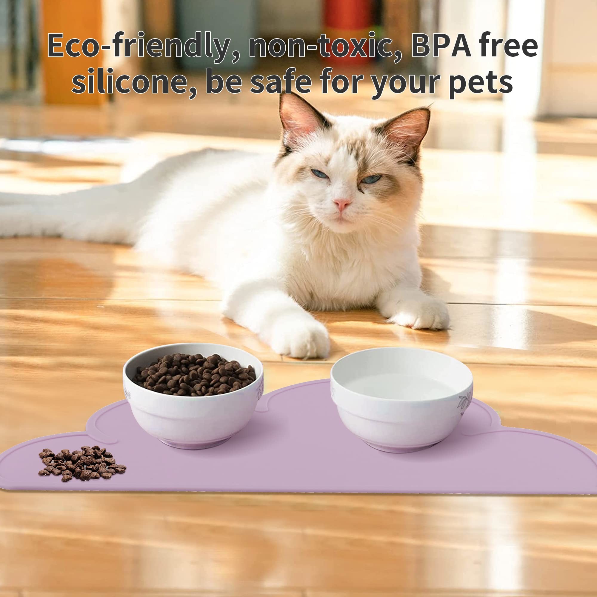 Silicone Pet Feeding Food Mat Dog Cat Placemat Mat With Raised Edge Anti-Slip Waterproof Pet Bowl Mats Pet Food Tray