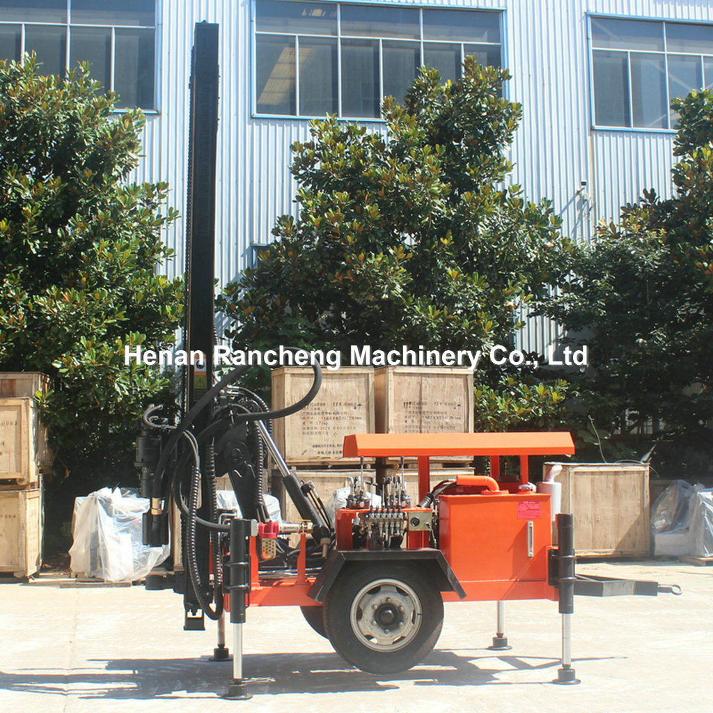 120m Depth Trailer Mounted Water Well Drilling Rigs 18.7KW Borehole Drilling Equipment