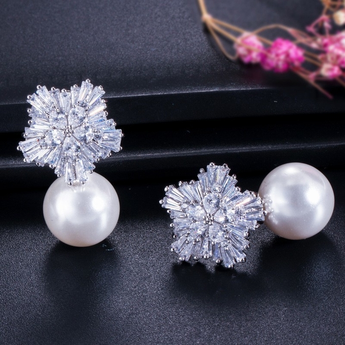 Fashion zirconia earrings cz earrings classic simple earrings design jewelry earrings necklace jewelry set