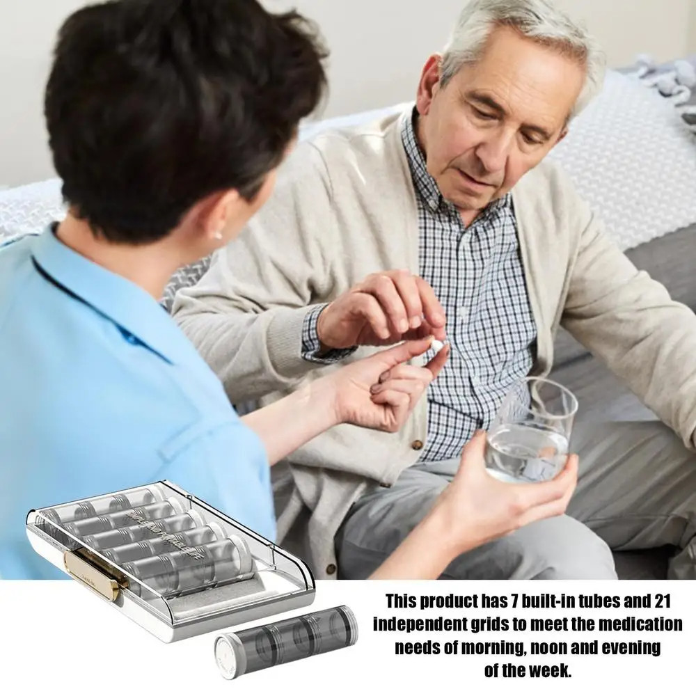 Portable 21 Grids Weekly Pill Organizer Pill Container Vitamin Organizer 7 Days Pill Organizer