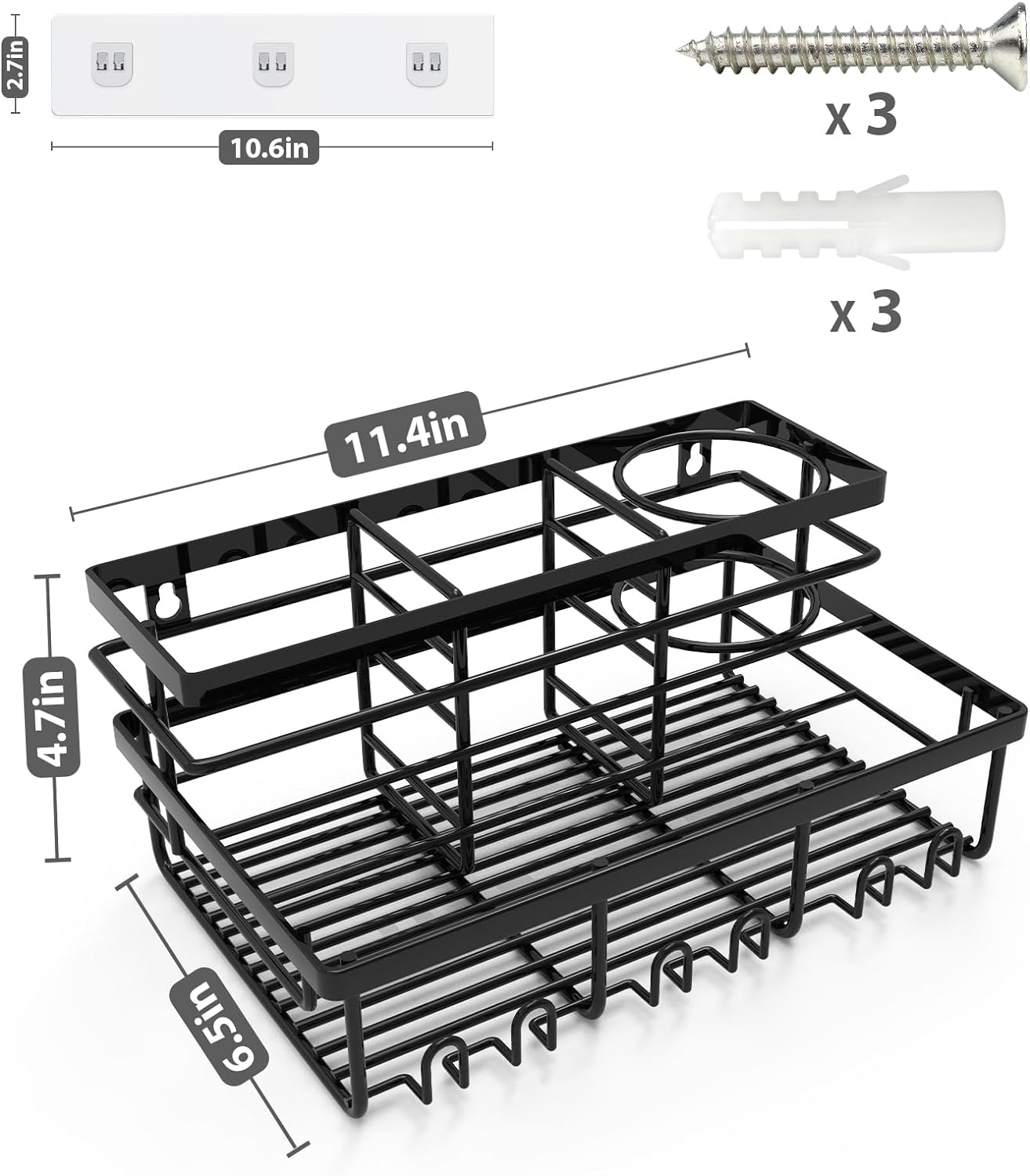 Modern Hair Tool Organizer Convenient Organization with Multiple Installation Options