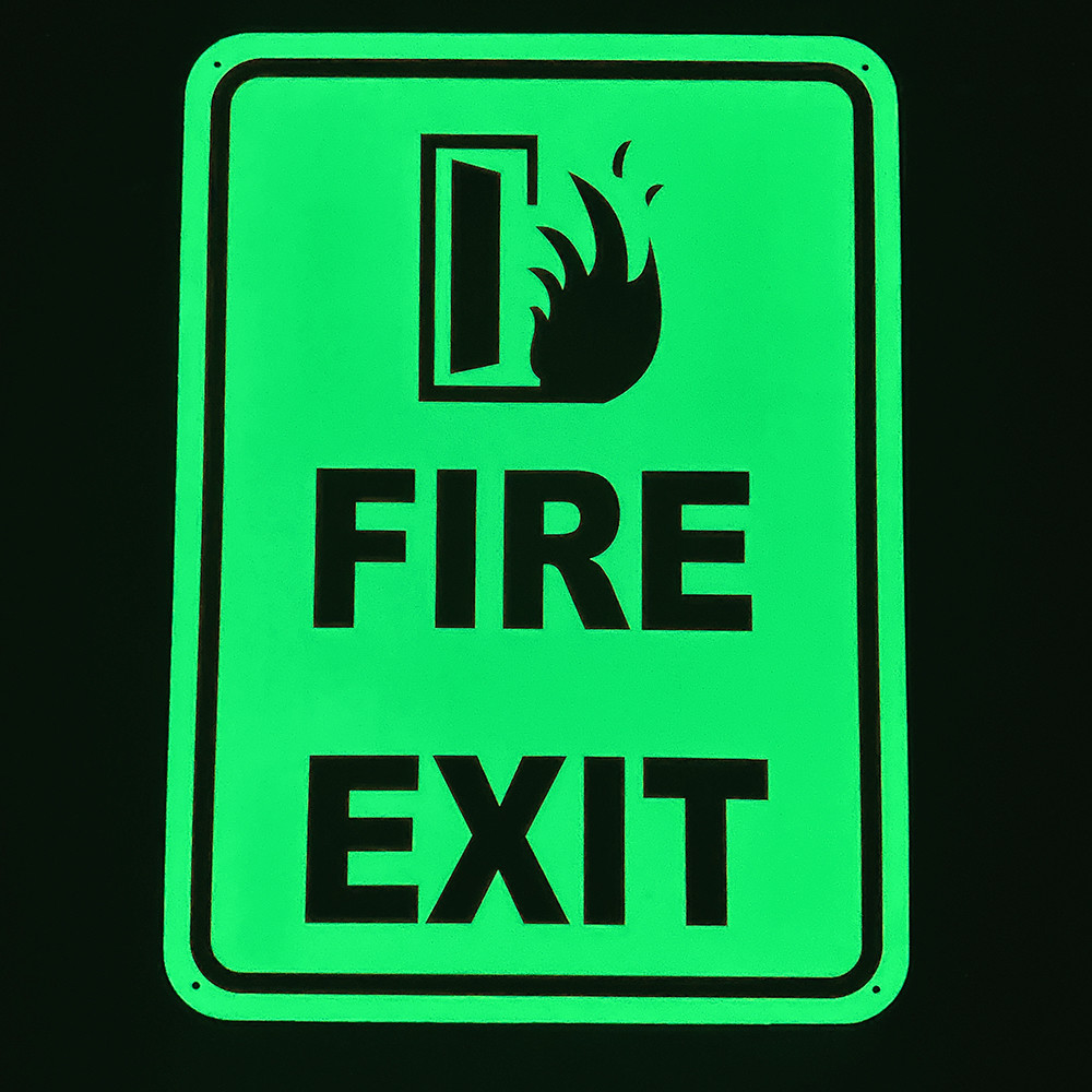 280*380 mm Aluminum Weatherproof Fire Exit Safety Sign Glow In The Dark