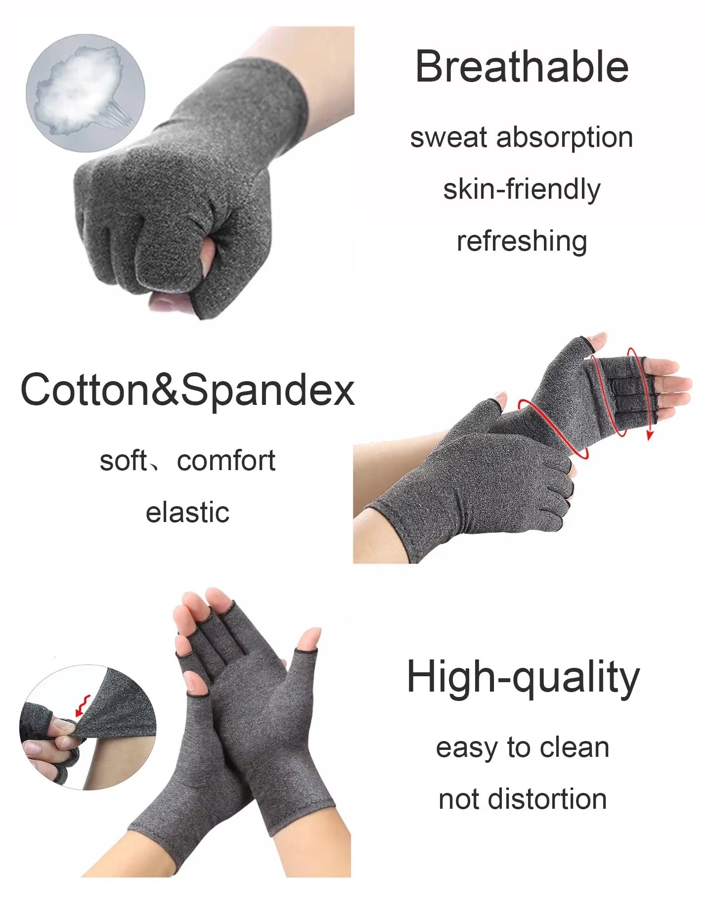 Half Fingerless T Typing A Anti Rrheumatoid Arthritis Compression Hand Therapy Cotton Spandex Gloves For Women Pain Relief