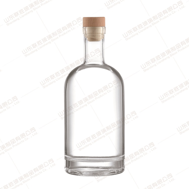 Flint Glass 100ml 200ml 375ml 500ml 750ml 1000ml Bottle with Wooden Cork Lid Pourer For Liquor Oil