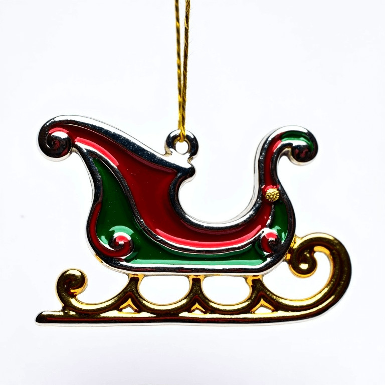 Custom Business Promotion Gifts Polished Silver Sleigh Ornament With Intricate Patterns