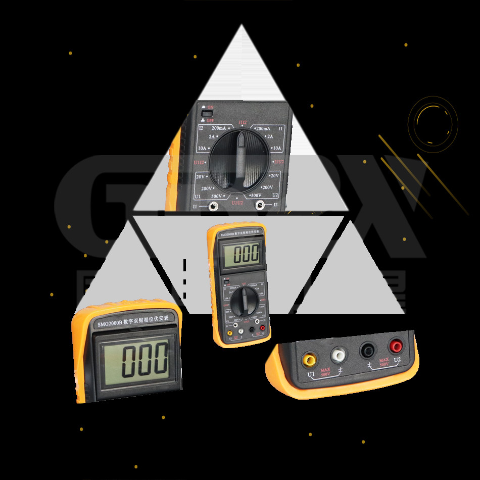 Double Clamp Digital Phase Meter , Portable Power Quality Analyser High Resolution