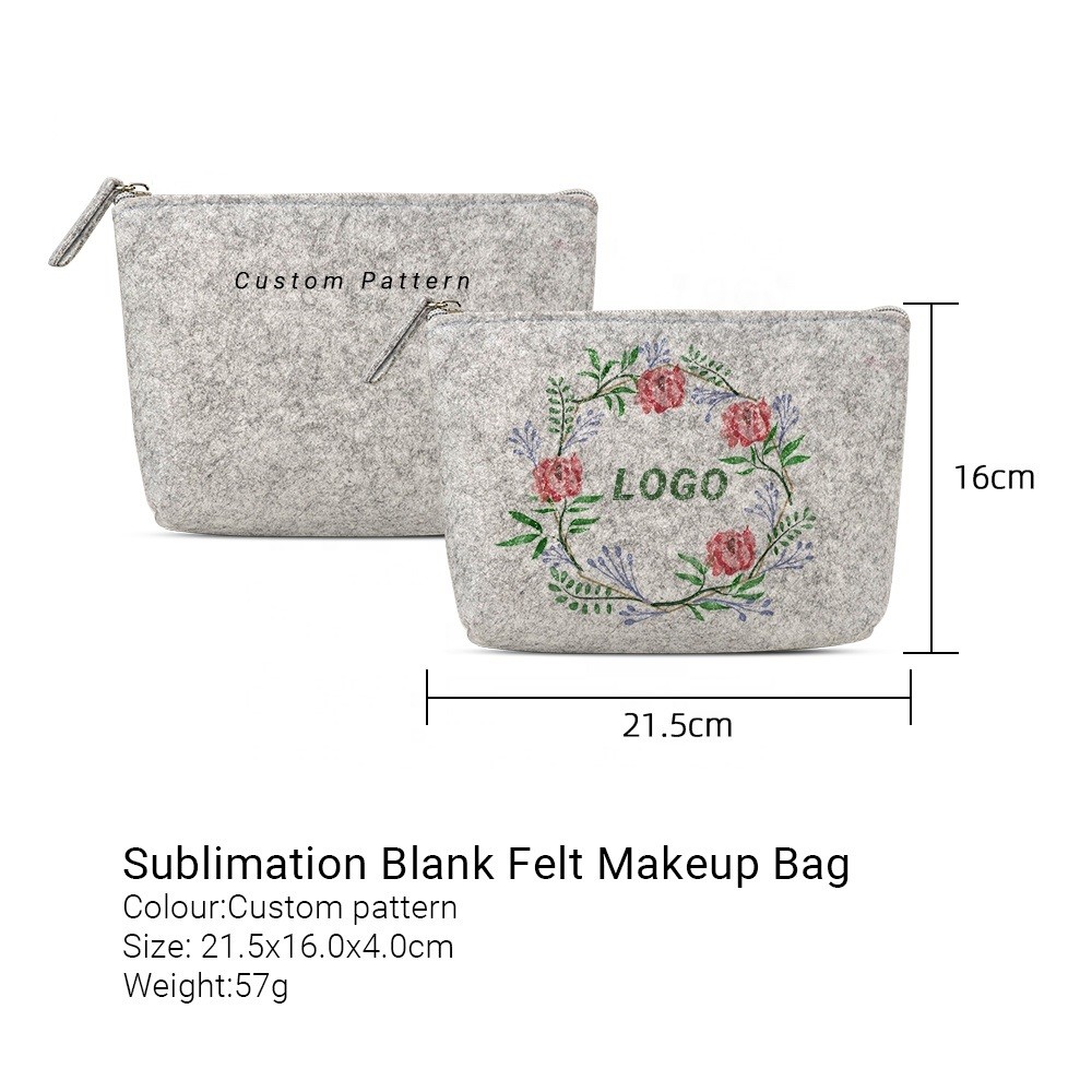 Custom Sublimation Bag Blanks Felt Makeup Bag Sublimation Blank For Photo Printing