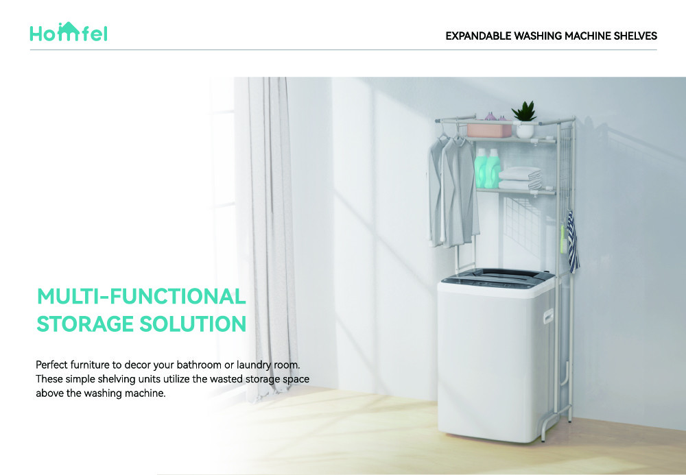 Pull Out Expandable 3-Tier Laundry Room Shelf Over The Washing Machine Storage Rack Space Saver Shelving Units With Rod