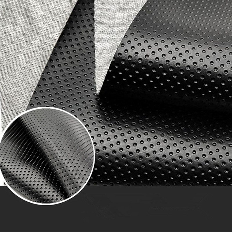 Black Semi Perforated Faux Leather PVC Material For Car Interior