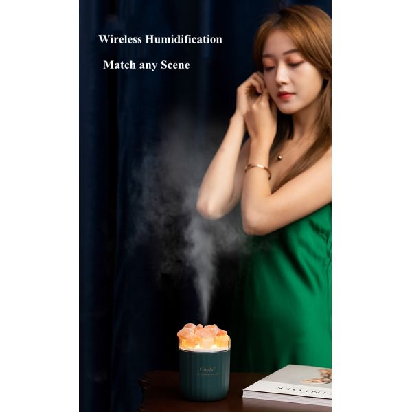 Portable Crystal Himalayan Salt Lamp Ultrasonic Air Humidifier With Soothing Atmosphere Lamp