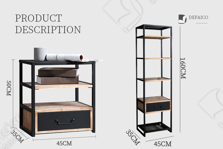 H50cm Industrial Metal End Table Defaico Industrial Side Table With Drawer